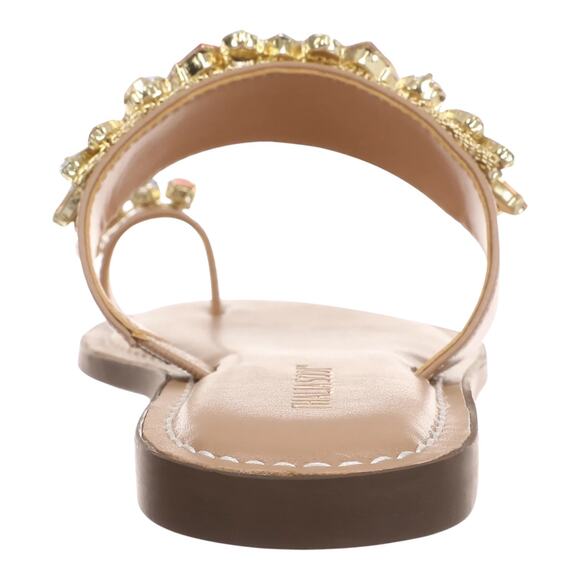 Thalia Sodi Women's Weylin Crystal Embellished Flat Slide Sandals Beige Size 6 - Picture 3 of 5